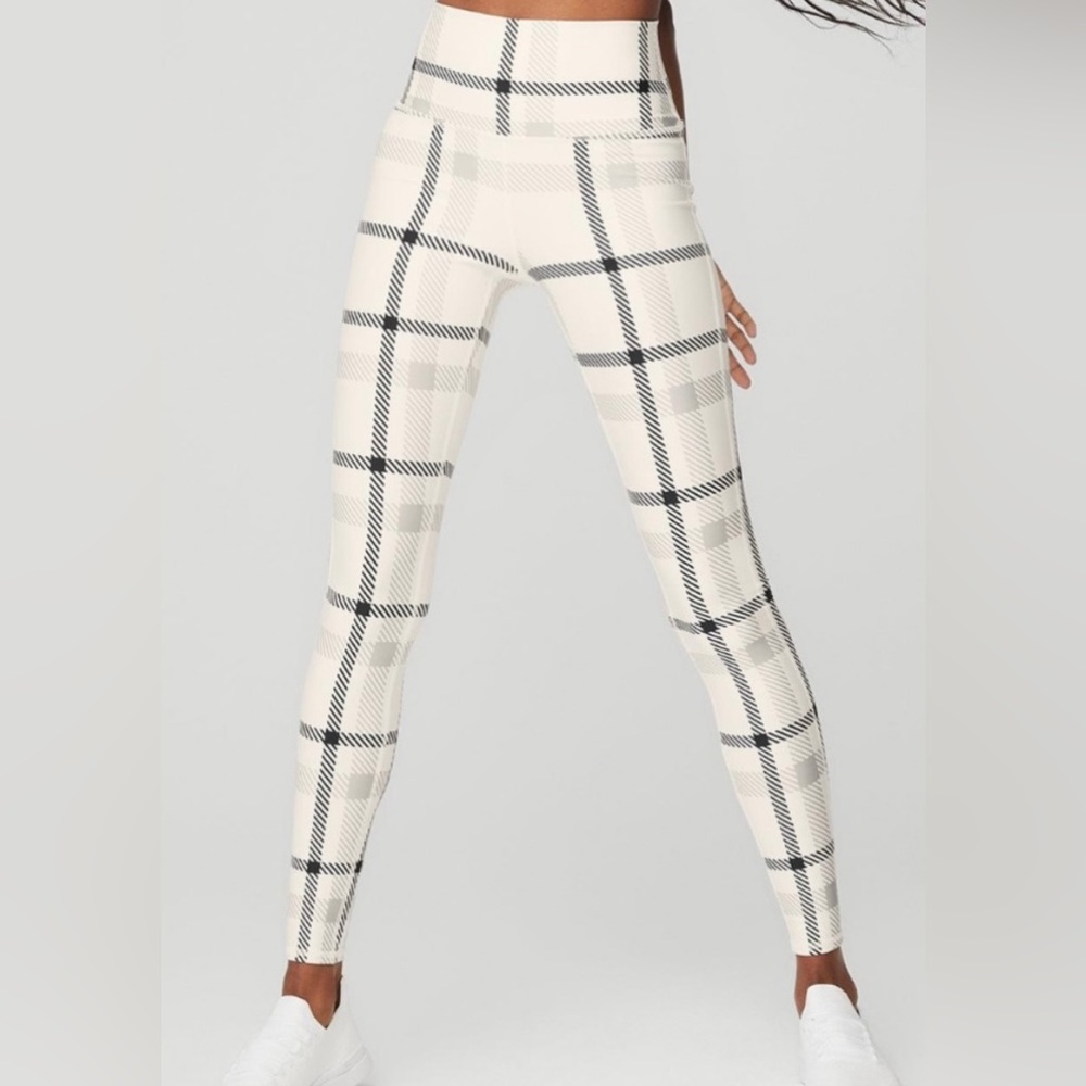 ALO Yogs Airlift High-Waisted MAGNIFIED Leggings Plaid - XS, EUC